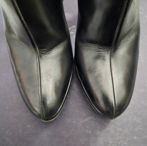 Vintage Prada Black Leather Platform Ankle Boots Size 35 - Picture 4 of 6